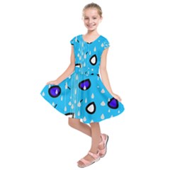 Rainy Day - Blue Kids  Short Sleeve Dress by Moma