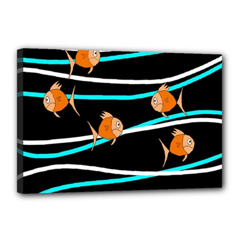 Five Orange Fish Canvas 18  X 12  by Valentinaart