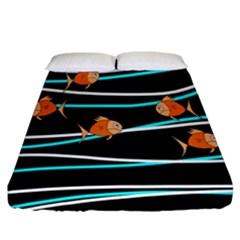 Five Orange Fish Fitted Sheet (california King Size) by Valentinaart