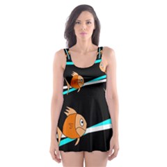 Five Orange Fish Skater Dress Swimsuit by Valentinaart