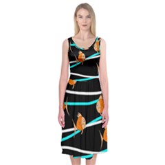 Five Orange Fish Midi Sleeveless Dress by Valentinaart