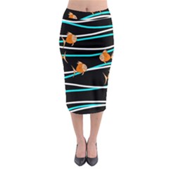 Five Orange Fish Midi Pencil Skirt by Valentinaart