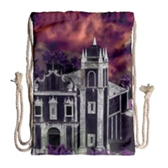 Fantasy Tropical Cityscape Aerial View Drawstring Bag (large) by dflcprints