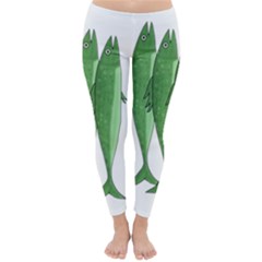 Mackerel - Green Classic Winter Leggings by Valentinaart