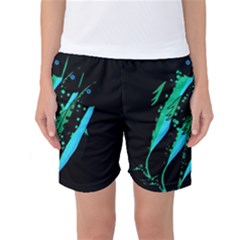 Green Fish Women s Basketball Shorts by Valentinaart