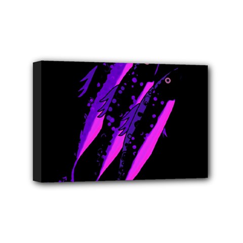 Purple Fish Mini Canvas 6  X 4  by Valentinaart