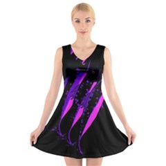 Purple Fish V-neck Sleeveless Skater Dress by Valentinaart