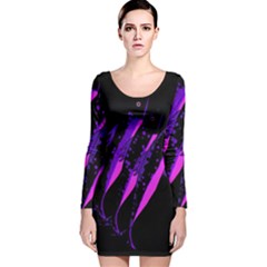 Purple Fish Long Sleeve Velvet Bodycon Dress by Valentinaart