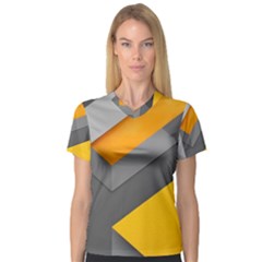 Marshmallow Yellow Women s V-Neck Sport Mesh Tee