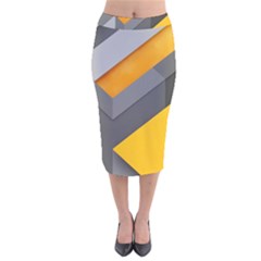 Marshmallow Yellow Velvet Midi Pencil Skirt