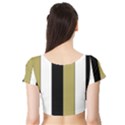 Black Brown Gold White Stripes Elegant Festive Stripe Pattern Short Sleeve Crop Top (Tight Fit) View2