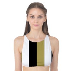 Black Brown Gold White Stripes Elegant Festive Stripe Pattern Tank Bikini Top by yoursparklingshop