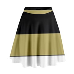 Black Brown Gold White Horizontal Stripes Elegant 8000 Sv Festive Stripe High Waist Skirt by yoursparklingshop
