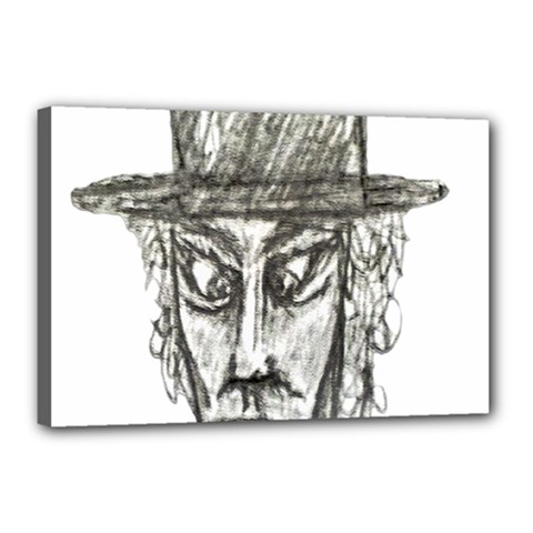 Man With Hat Head Pencil Drawing Illustration Canvas 18  X 12  by dflcprints