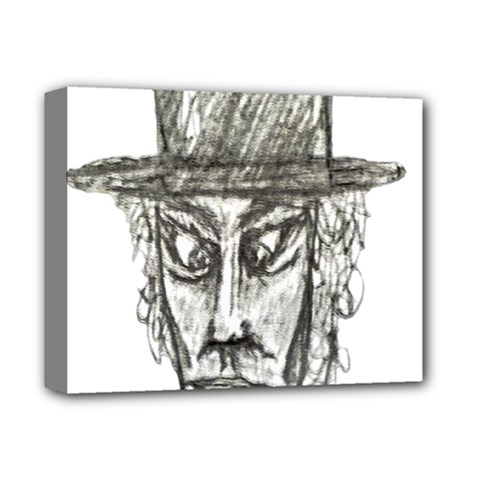 Man With Hat Head Pencil Drawing Illustration Deluxe Canvas 14  X 11  by dflcprints
