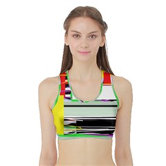 Lines And Squares  Sports Bra With Border by Valentinaart