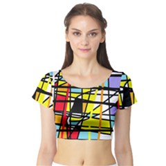 Casual Abstraction Short Sleeve Crop Top (tight Fit) by Valentinaart