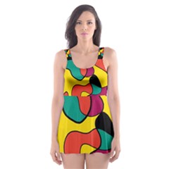 Colorful Spot Skater Dress Swimsuit