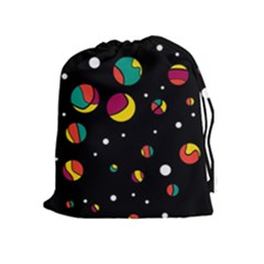 Colorful Dots Drawstring Pouches (extra Large) by Valentinaart