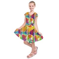 Abstract Sunrise Kids  Short Sleeve Dress by Valentinaart