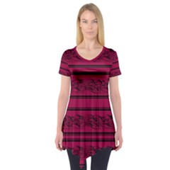 Red barbwire pattern Short Sleeve Tunic 