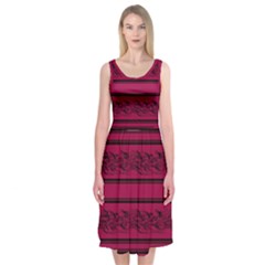 Red barbwire pattern Midi Sleeveless Dress