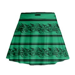 Green Barbwire Mini Flare Skirt by Valentinaart