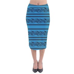 Blue Barbwire Velvet Midi Pencil Skirt by Valentinaart