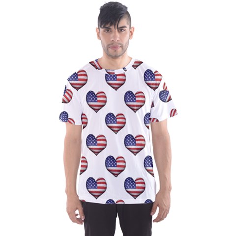 Usa Grunge Heart Shaped Flag Pattern Men s Sport Mesh Tee by dflcprintsclothing