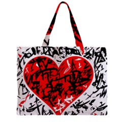 Red Hart - Graffiti Style Zipper Mini Tote Bag by Valentinaart