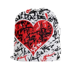 Red Hart - Graffiti Style Drawstring Pouches (xxl) by Valentinaart