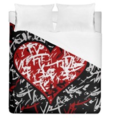 Red Graffiti Style Hart  Duvet Cover (queen Size) by Valentinaart