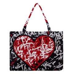 Red Graffiti Style Hart  Medium Tote Bag by Valentinaart