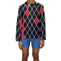 Elegant Black And White Red Diamonds Pattern Kids  Long Sleeve Swimwear View1