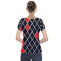 Elegant Black And White Red Diamonds Pattern Short Sleeve Front Detail Top View2