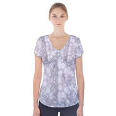 Light Circles, Rouge Aquarel Painting Short Sleeve Front Detail Top by picsaspassion