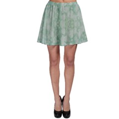 Light Circles, Mint Green Color Skater Skirt