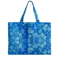 Light Circles, Dark And Light Blue Color Zipper Mini Tote Bag