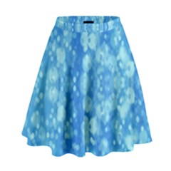 Light Circles, Dark And Light Blue Color High Waist Skirt by picsaspassion