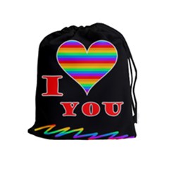 I Love You Drawstring Pouches (extra Large) by Valentinaart