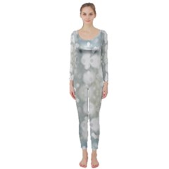 Light Circles, Blue Gray White Colors Long Sleeve Catsuit by picsaspassion