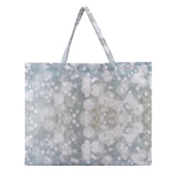 Light Circles, Blue Gray White Colors Zipper Large Tote Bag by picsaspassion