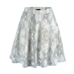 Light Circles, Blue Gray White Colors High Waist Skirt by picsaspassion