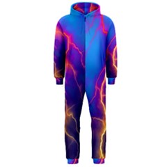 Lightning Colors, Blue Sky, Pink Orange Yellow Hooded Jumpsuit (men)  by picsaspassion