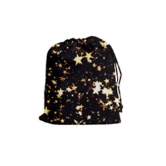Golden Stars In The Sky Drawstring Pouches (medium)  by picsaspassion