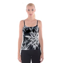 Snowflake In Feather Look, Black And White Spaghetti Strap Top