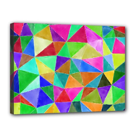 Triangles, colorful watercolor art  painting Canvas 16  x 12 