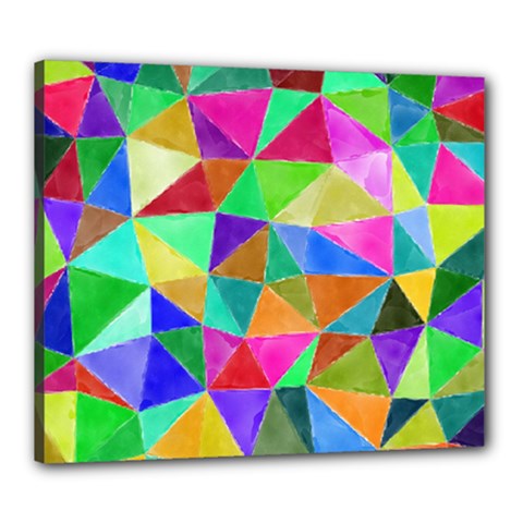 Triangles, colorful watercolor art  painting Canvas 24  x 20 