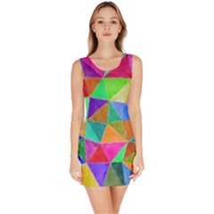 Triangles, colorful watercolor art  painting Sleeveless Bodycon Dress