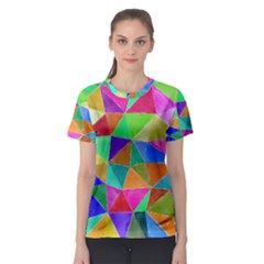 Triangles, colorful watercolor art  painting Women s Sport Mesh Tee